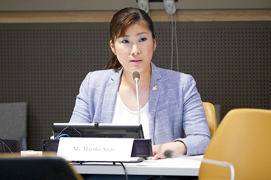 2018年から1年間、SDGsについて取り組んできた結果、社内でのSDGsに対する認知度が1年間で1.8%から43%に上がりました。また、インポスター症候群に対する日本国内の認知の状況などについてスピーチをおこないました。